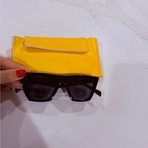 Black Sunglasses with Yellow Case